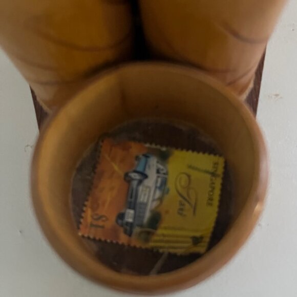 Vintage Bamboo Pen / Pencil Holder / Desk Set / Organizer - Picture 3 of 10